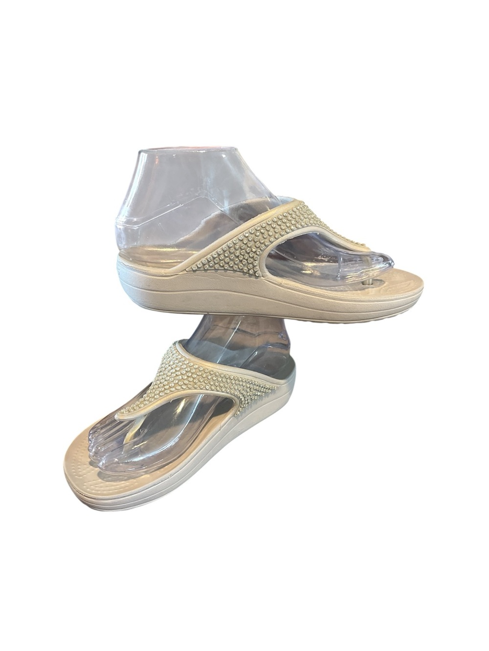Crocs getaway Gems Triangle Flip Women’s 7 Grey Sparkle Diamond